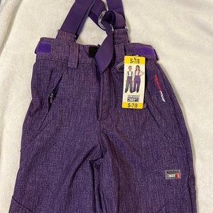 Weatherproof 32 Degrees, NWT, Youth Girls Purple Ski Bib Suspenders Size S 7/8